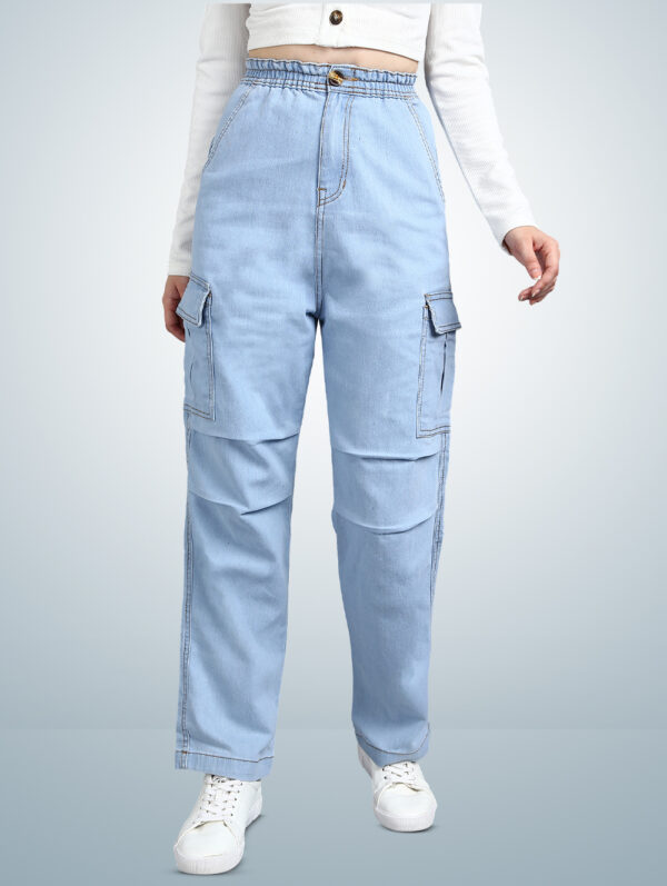 Montrez Women’s Denim Comfort Fit Cargo Pants