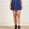 Montrez Women’s Stylish Denim Short Skirt - Dark Blue