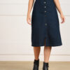 Montrez Women’s Stylish Long Line Denim Skirt - Black-Blue