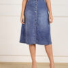 Montrez Women’s Stylish Long Line Denim Skirt - Cloud-Blue