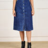 Montrez Women’s Stylish Long Line Denim Skirt - Dark Blue