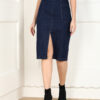 Montrez Women’s Stylish Long-Line Denim Skirt - Blue