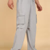 Montrez Baggy Fit Mens Parachute Cargo Trousers - Grey