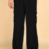 Montrez Baggy Fit Mens Parachute Cargo Trousers - Black