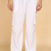 Montrez Baggy Fit Mens Parachute Cargo Trousers - white