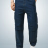 Montrez Men’s Denim Comfort Fit Cargo Pants - Blue