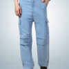 Montrez Men’s Denim Comfort Fit Cargo Pants - Light blue