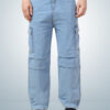 Montrez Men’s Denim Comfort Fit Cargo Pants - Sky Blue