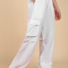 Montrez Women’s Parachute Comfort Fit Cargo Pants - white