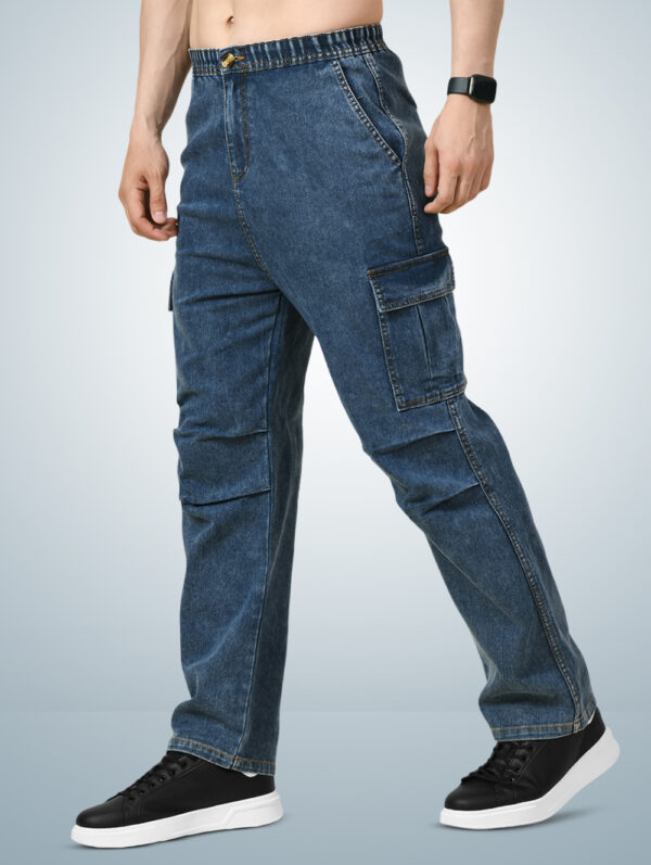 Montrez Men’s Denim Comfort Fit Cargo Pants