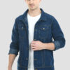 Montrez Men's Stylish Denim Jacket - Dark Blue