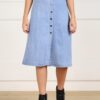 Montrez Women’s Stylish Long Line Denim Skirt - Light blue