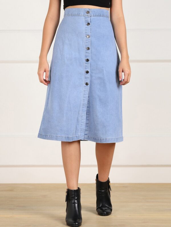 Montrez Women’s Stylish Long Line Denim Skirt