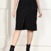 Montrez Women’s Stylish Long-Line Denim Skirt - Black