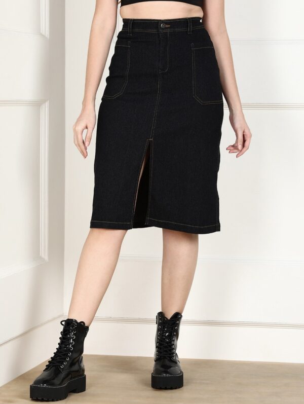 Montrez Women’s Stylish Long-Line Denim Skirt