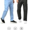 Montrez Men’s Comfort Fit Cargo Pants Combo - Black-Sky blue