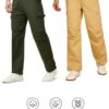 Montrez Men’s Comfort Fit Cargo Pants Combo - Khaki-Olive